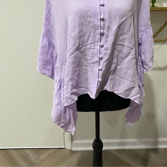 Crosby Mollie Burch Purple Ruffle Sleeve Oversized Crop Size S - Picture 7 of 8